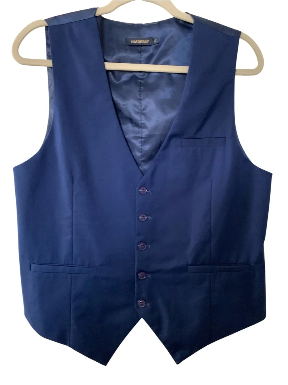 HISDERN Men’s Navy Blue Slim Fit Suit Vest Size Medium
